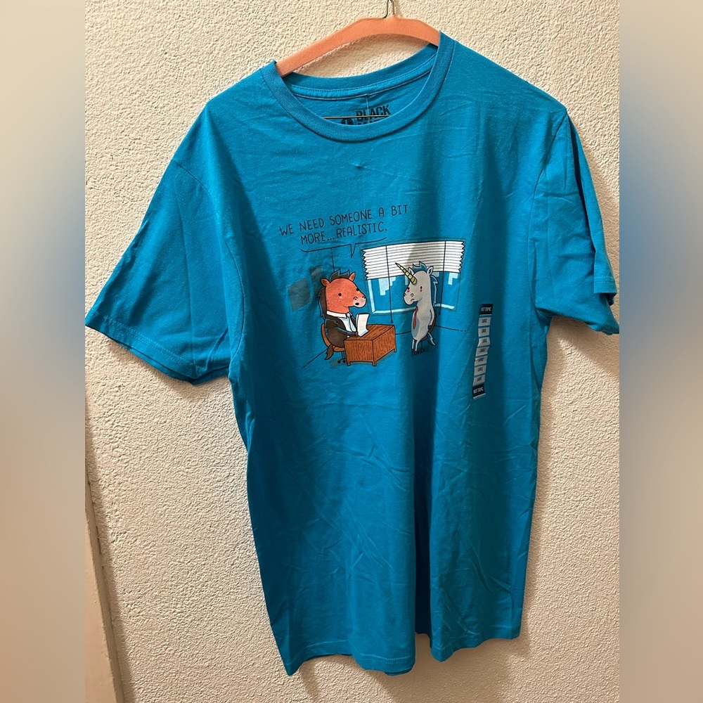 Black Matter T-Shirt WomenTurquoise Cotton Graphic Unicorn Short sleeve NWT Sz L